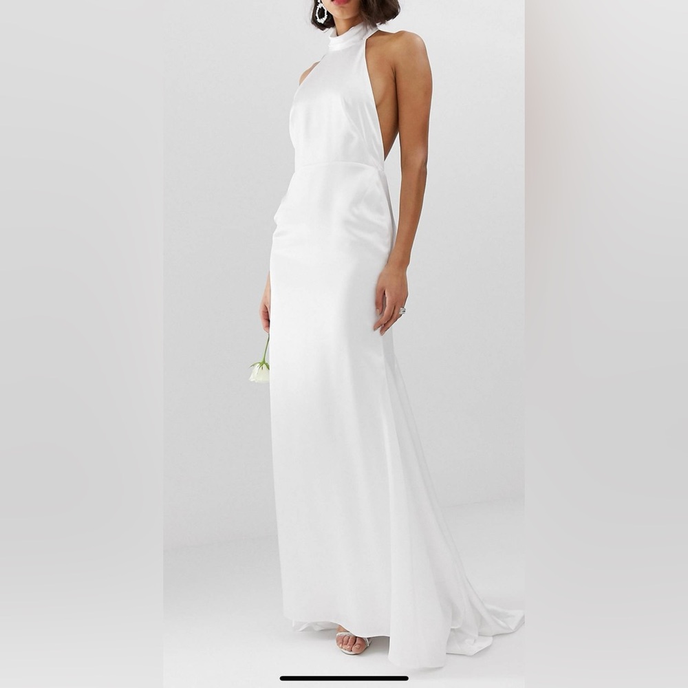 ASOS White Satin Backless Dress